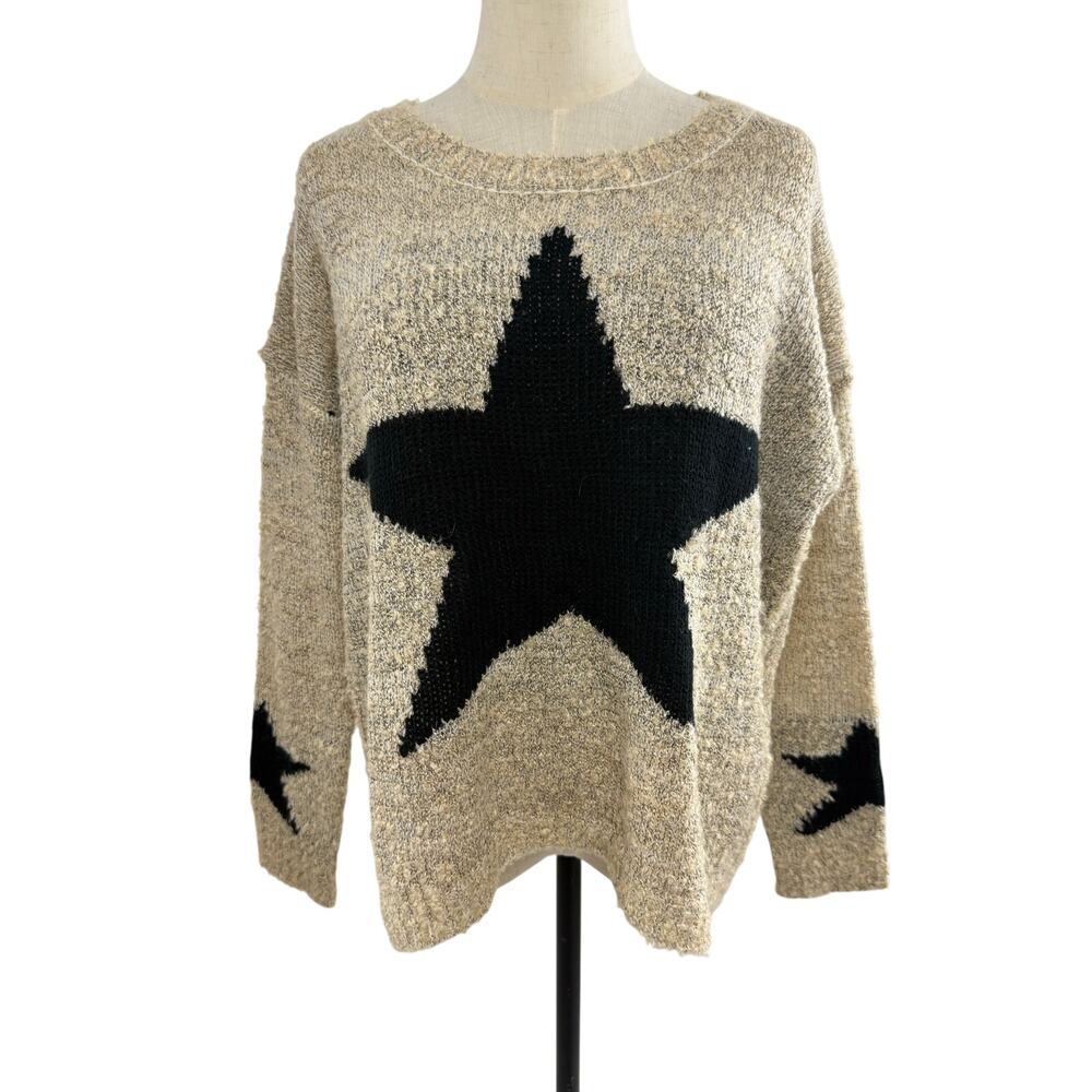 Promesa Oversized Cozy Oatmeal Star Sweater, Size S/M